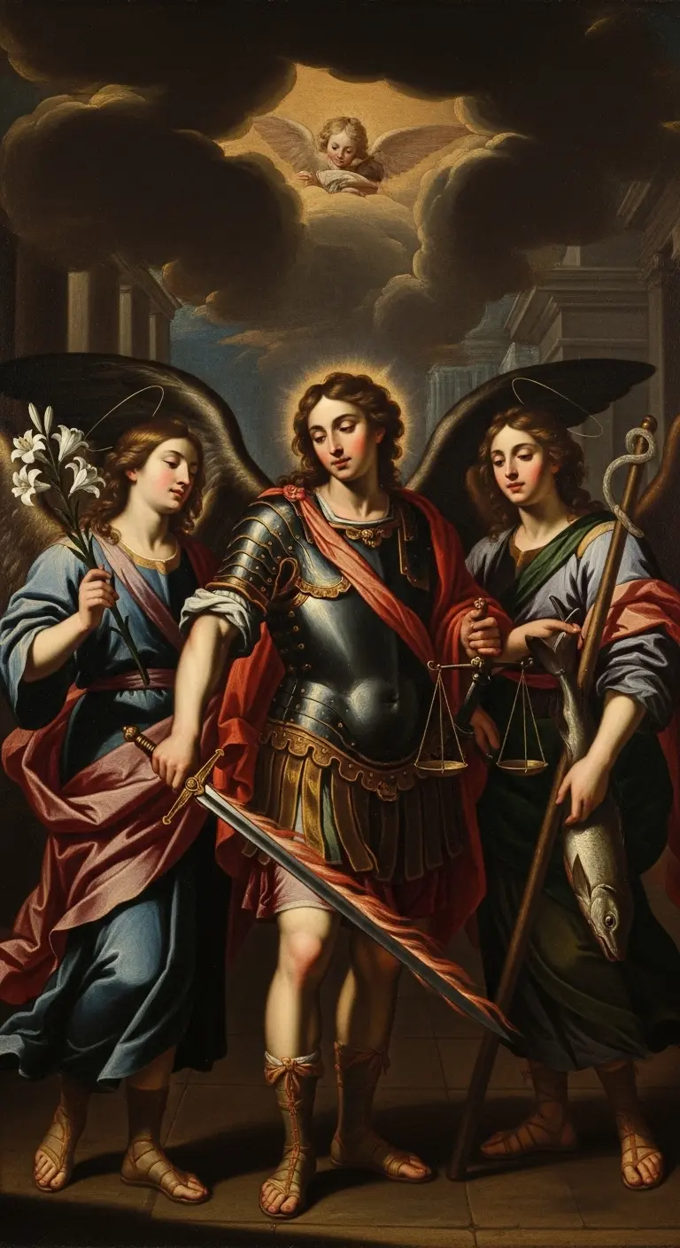 Súplica Ardente aos Santos Anjos - Imagem dos Arcanjos Miguel, Gabriel e Rafael
